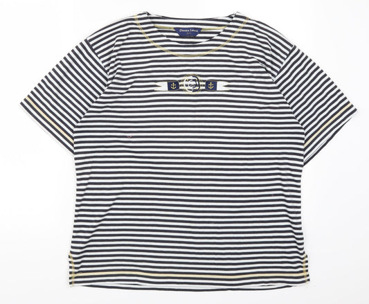 Donna Lewis Womens Blue Striped  Basic T-Shirt Size M  - Anchor Print