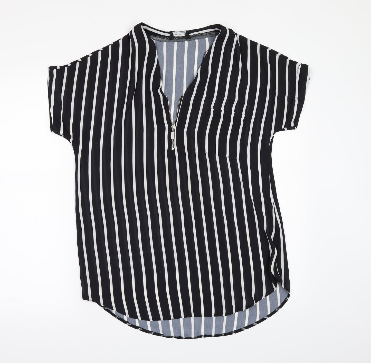 Select Womens Black Striped  Tunic Blouse Size 6