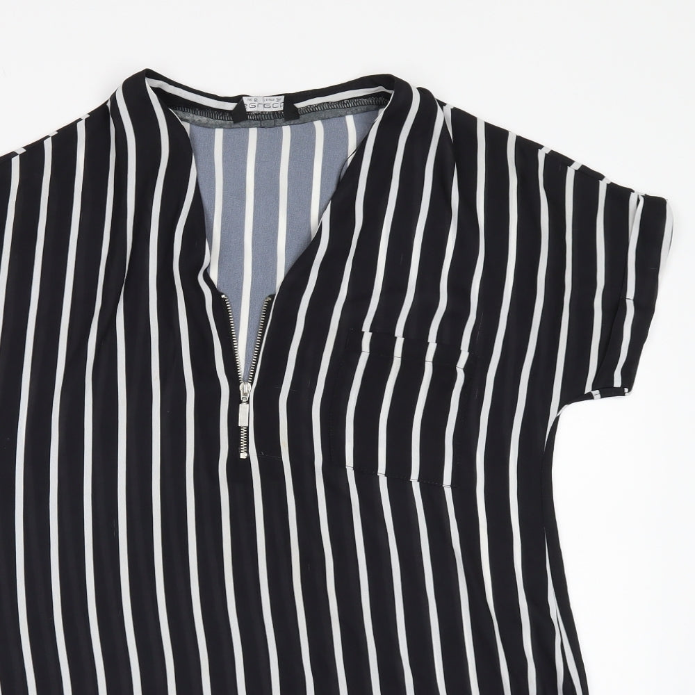Select Womens Black Striped  Tunic Blouse Size 6