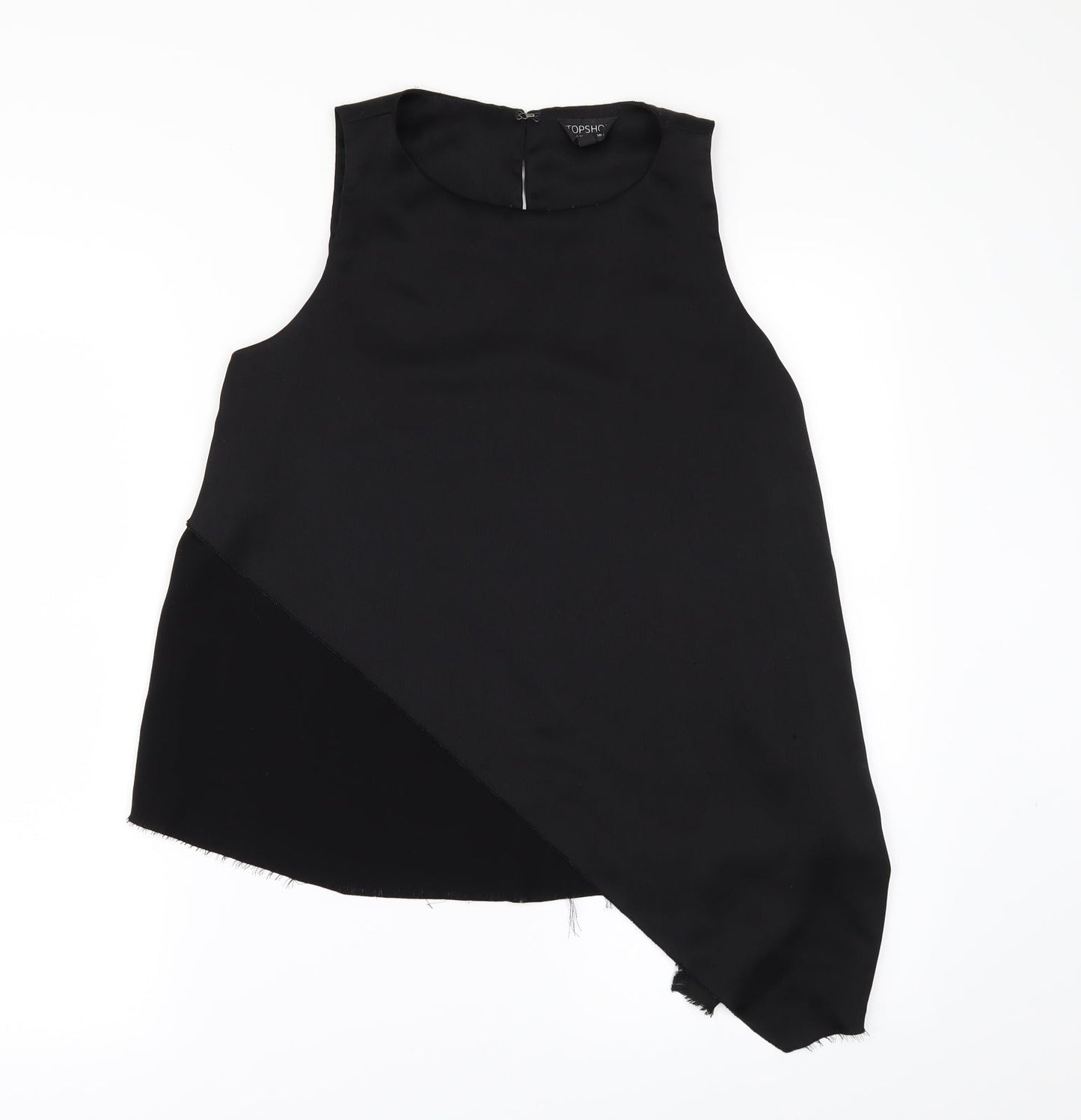 Topshop Womens Black   Camisole Blouse Size 8  - SHAPED FRAYED HEM