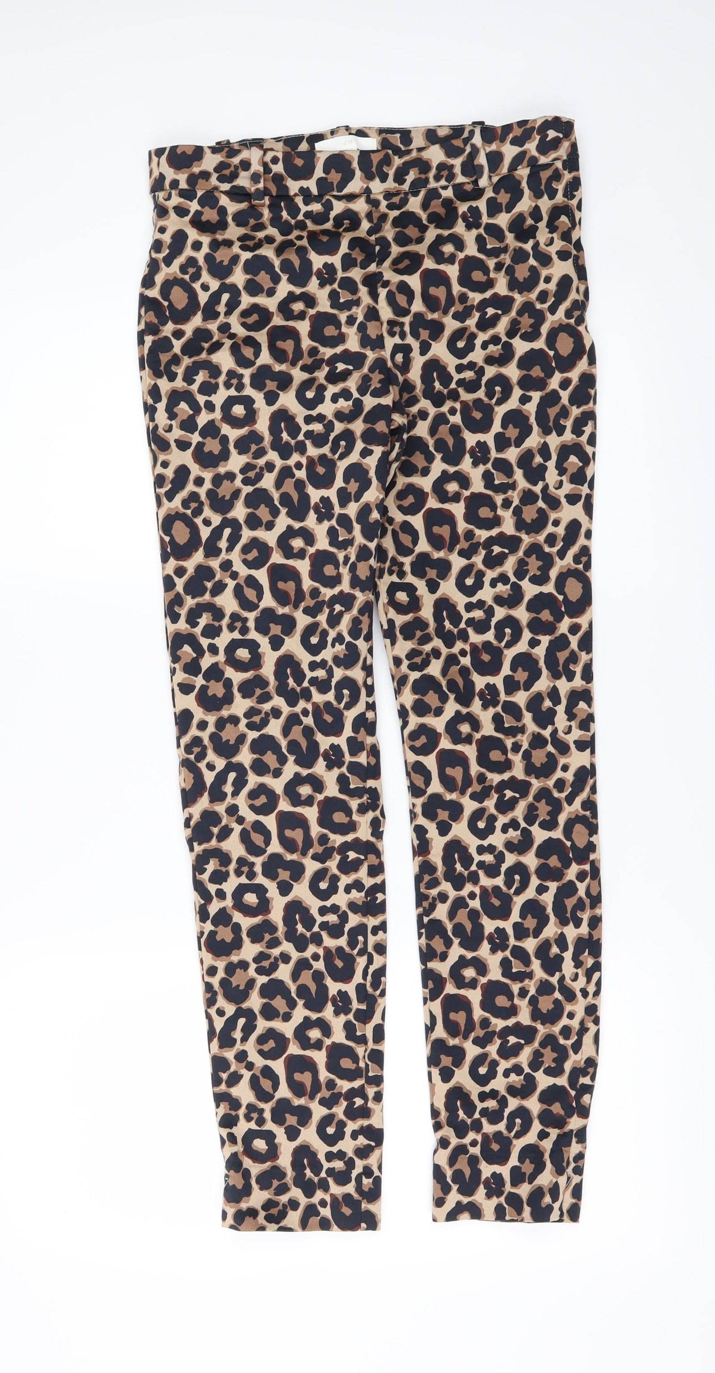 H&M Womens Brown Animal Print  Trousers  Size 8 L27 in