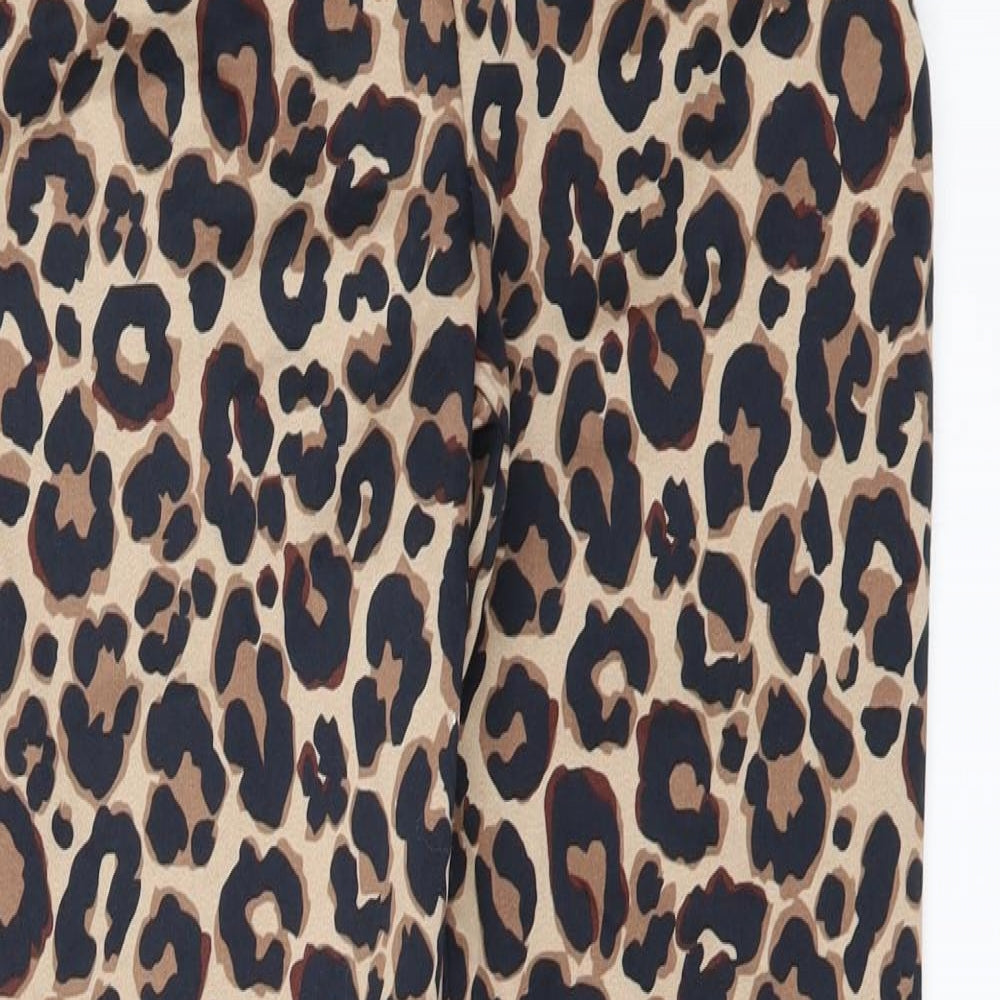 H&M Womens Brown Animal Print  Trousers  Size 8 L27 in