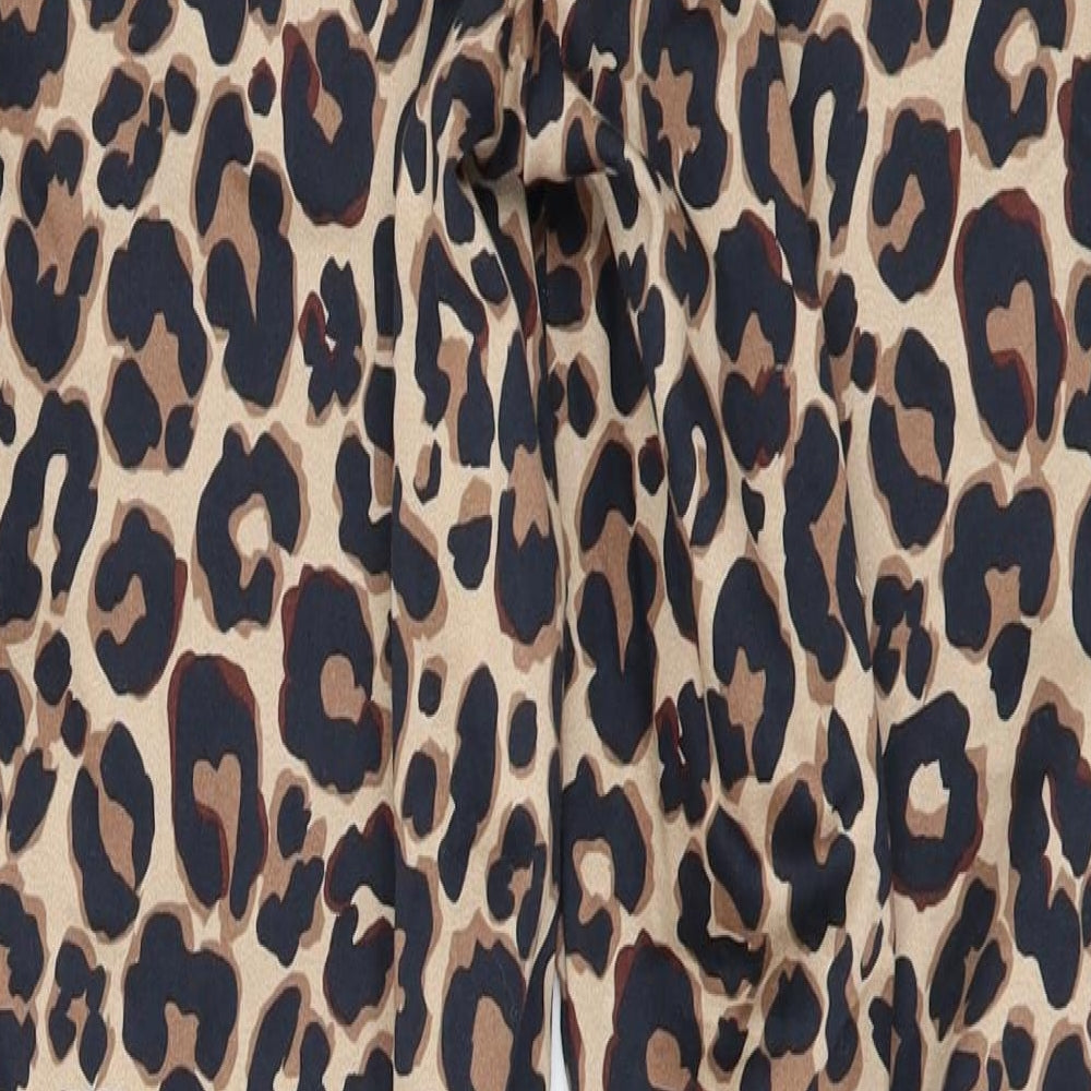 H&M Womens Brown Animal Print  Trousers  Size 8 L27 in