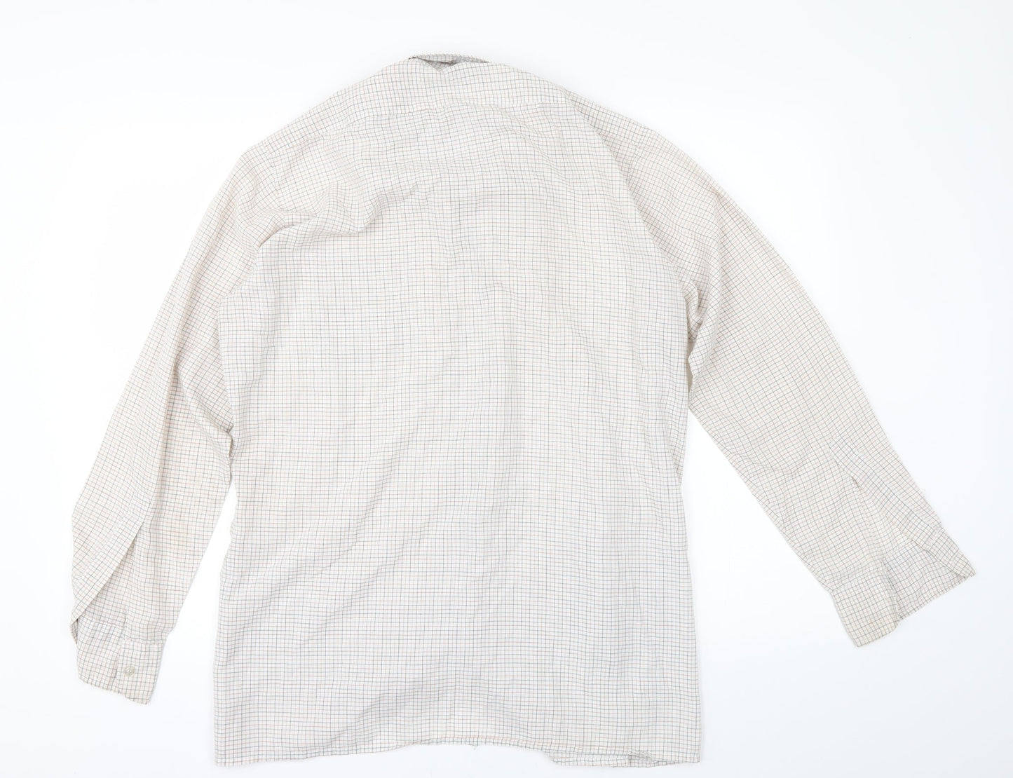 BHS Mens Beige Check   Button-Up Size 16