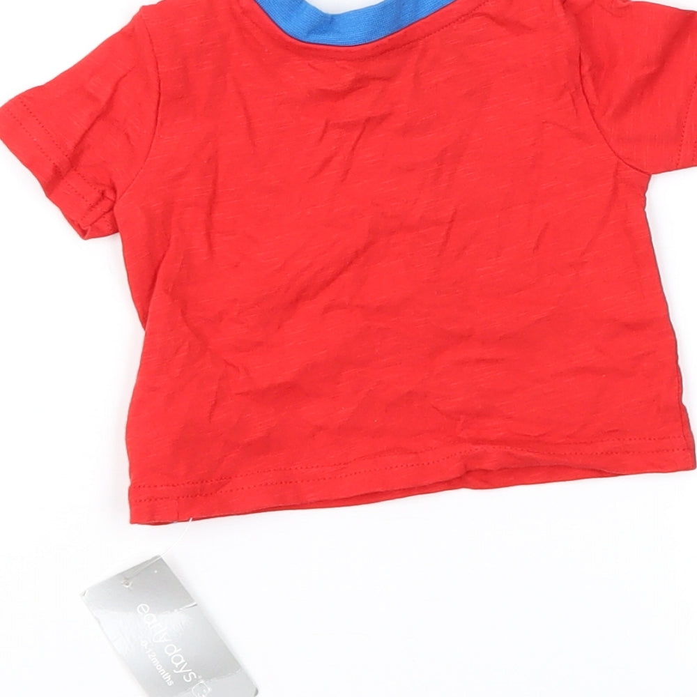 Earlydays Boys Red   Basic T-Shirt Size 0-3 Months