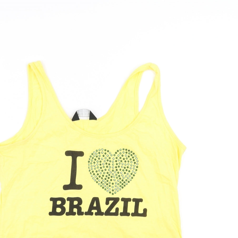 Dorothy Perkins Womens Yellow   Basic Tank Size 14  - i heart brazil