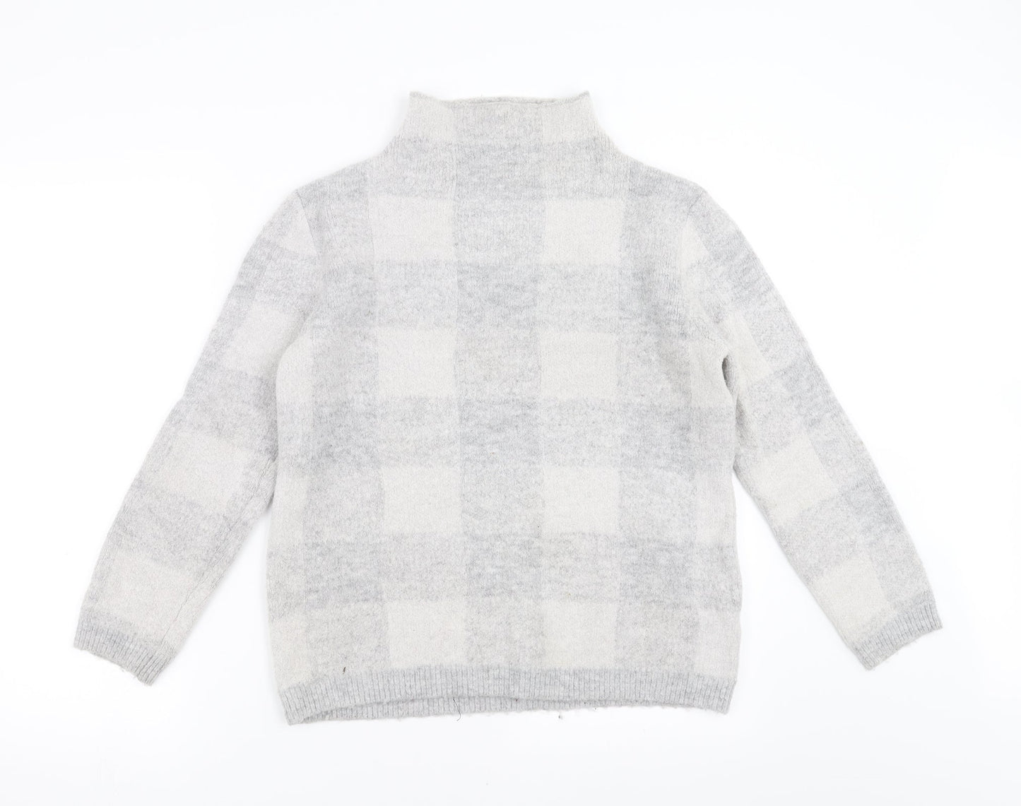 Peacocks Womens Grey Check  Pullover Jumper Size M