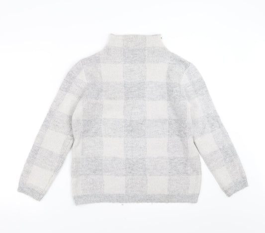 Peacocks Womens Grey Check  Pullover Jumper Size M