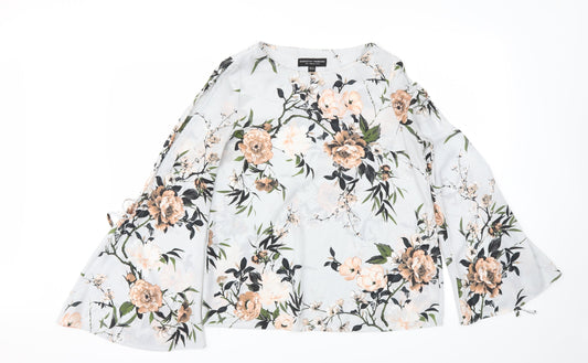 Dorothy Perkins Womens Grey Floral  Basic T-Shirt Size 10