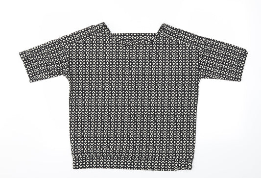 Next  Womens Black Argyle/Diamond  Basic T-Shirt Size 10