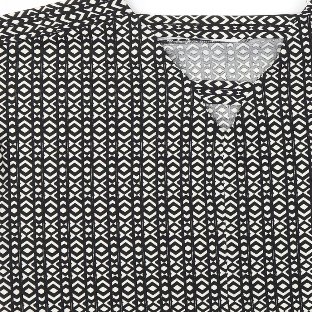 Next  Womens Black Argyle/Diamond  Basic T-Shirt Size 10