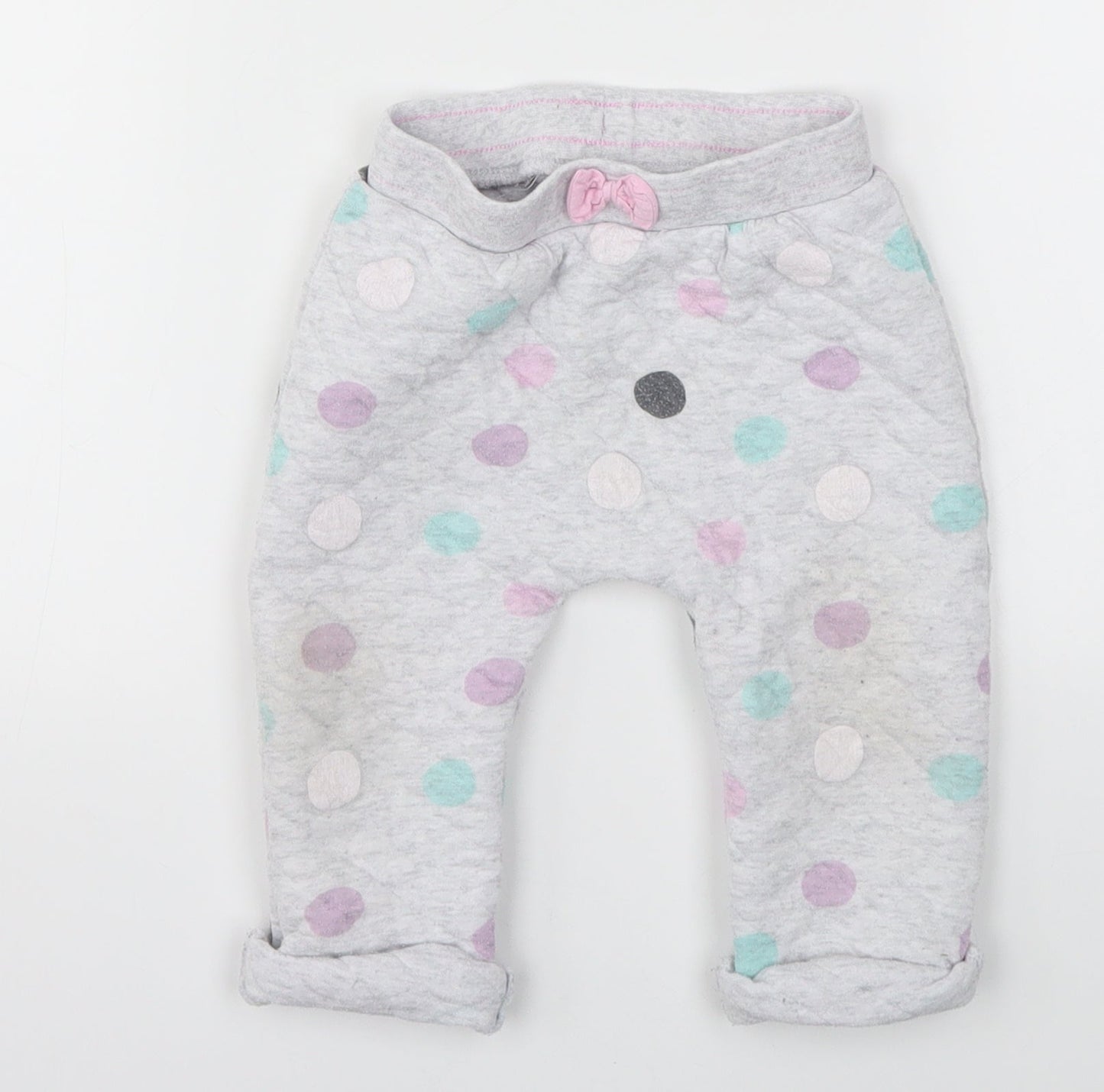 Nutmeg Girls Grey Polka Dot  Sweatpants Trousers Size 12-18 Months