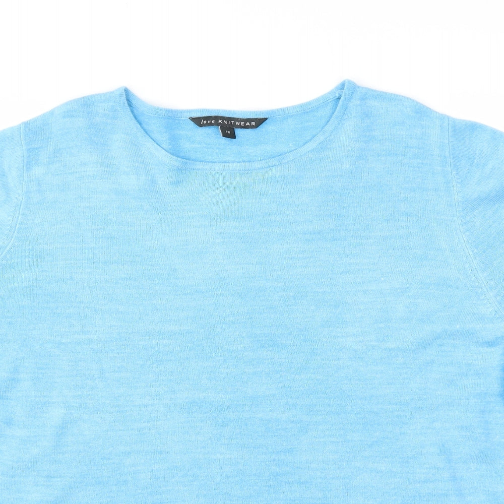 Love knitwear Womens Blue   Basic T-Shirt Size 18