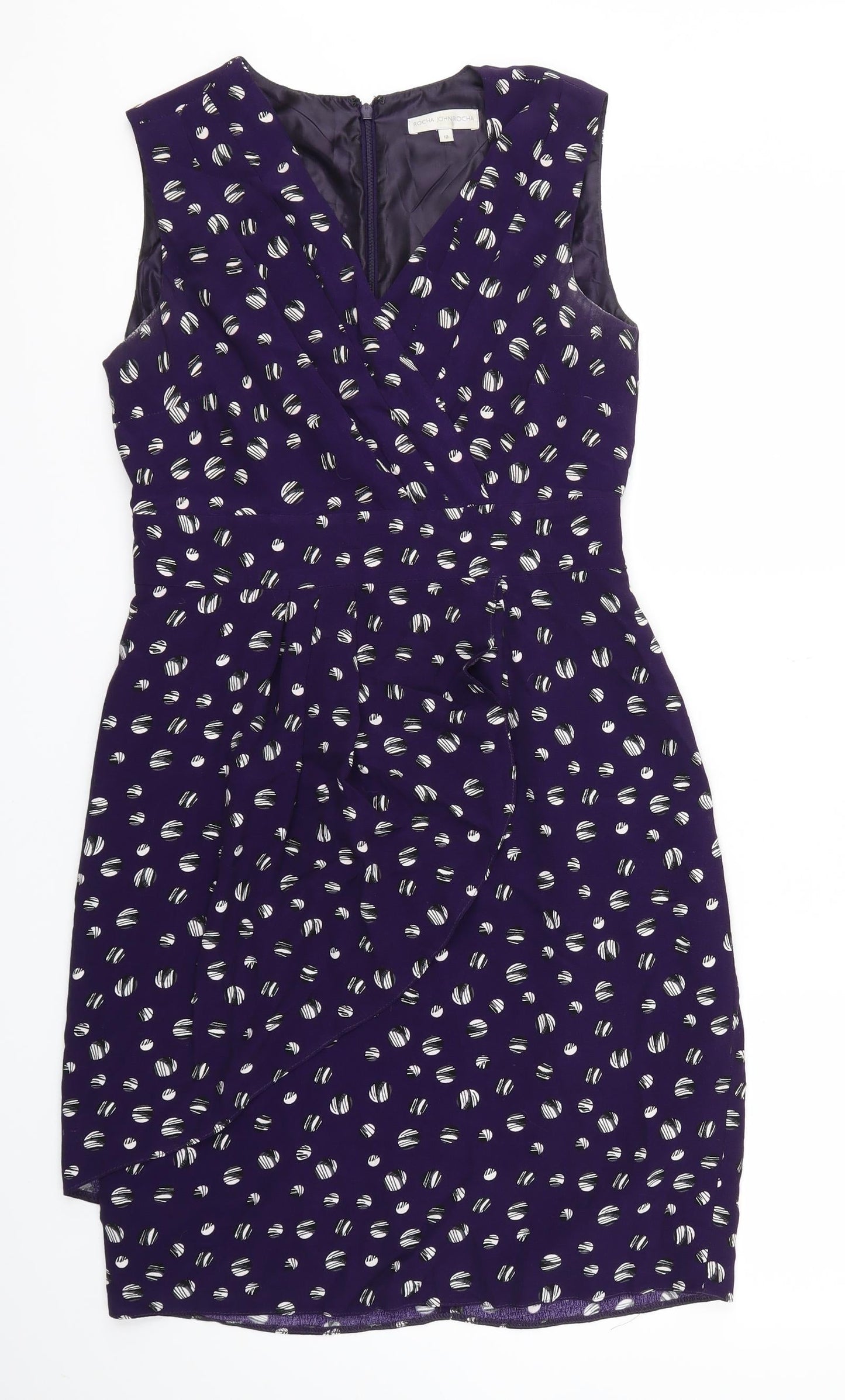 Debehams Womens Purple Polka Dot  Fit & Flare  Size 10