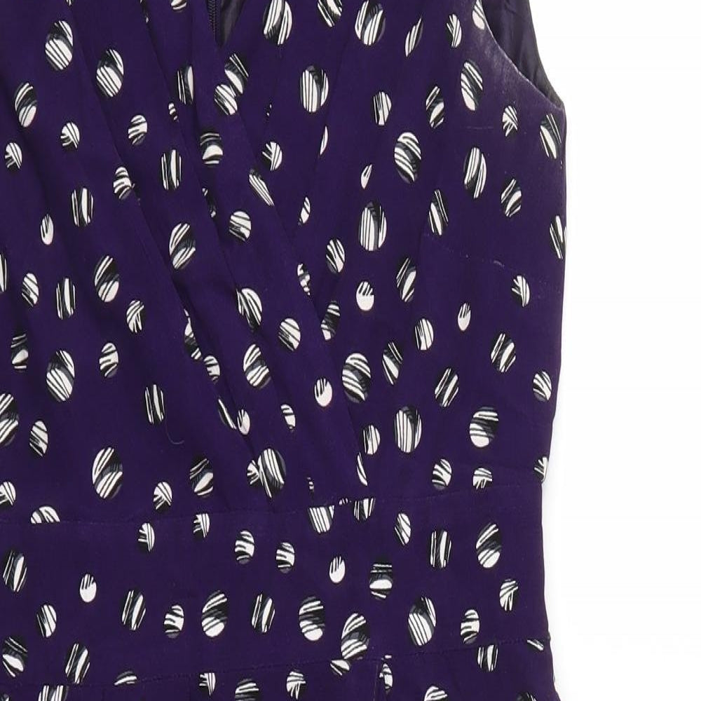 Debehams Womens Purple Polka Dot  Fit & Flare  Size 10