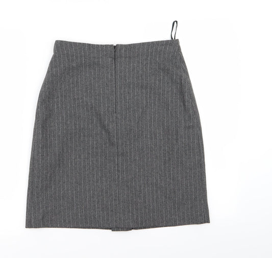Kit Womens Grey Striped  A-Line Skirt Size 10