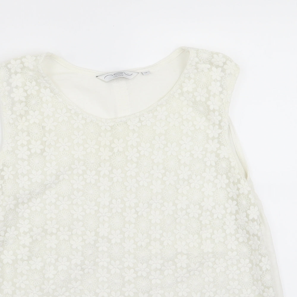 New Look Womens White Floral  Basic Tank Size 10