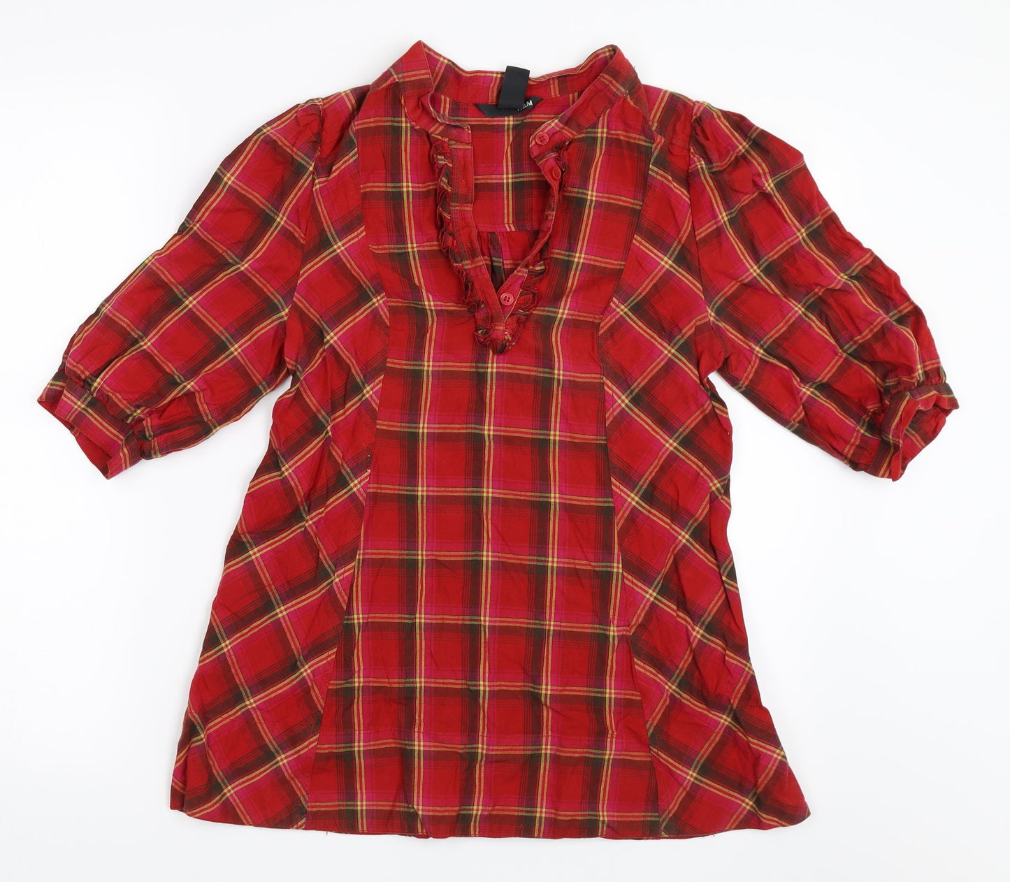 H&M Womens Red Check  Basic Blouse Size 34