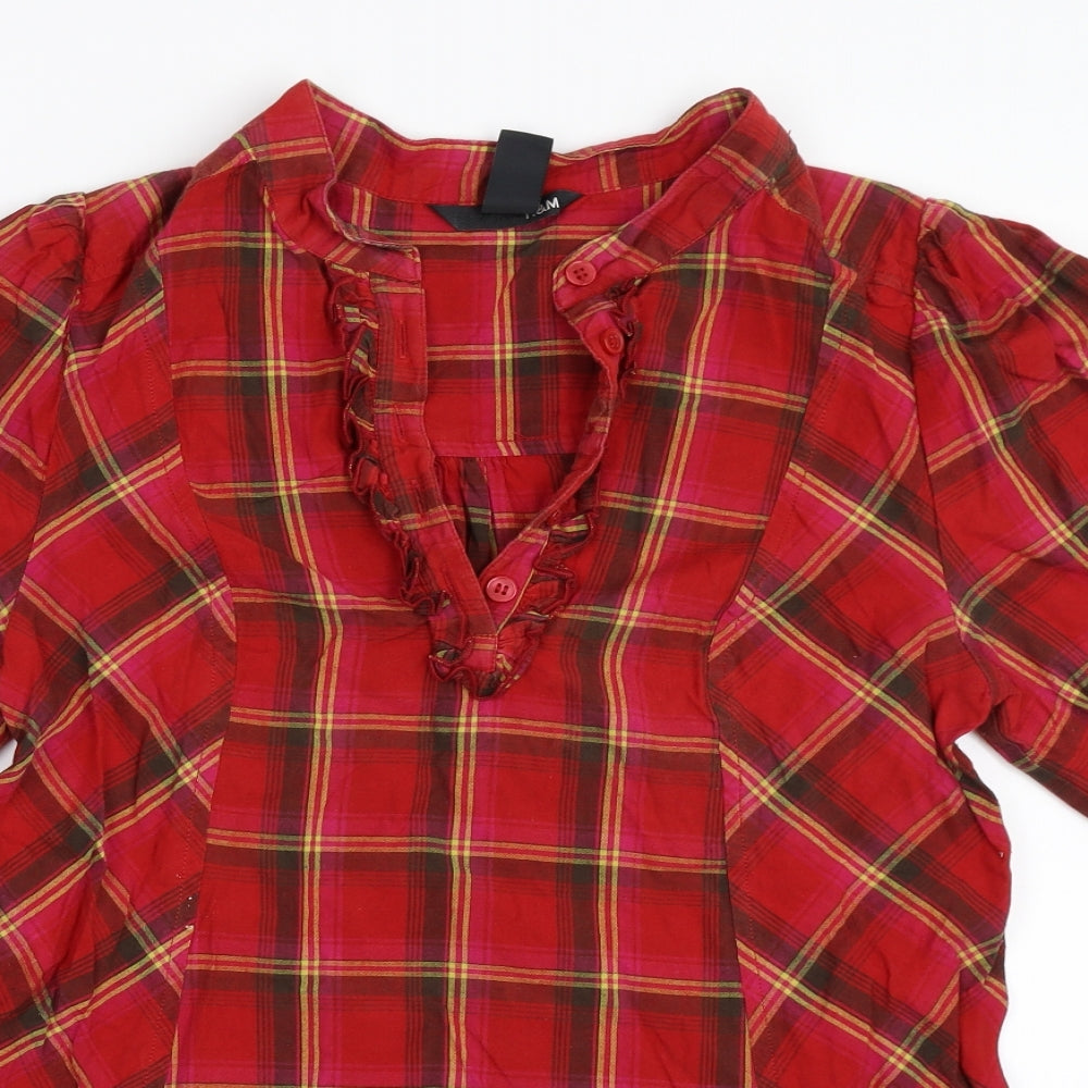 H&M Womens Red Check  Basic Blouse Size 34