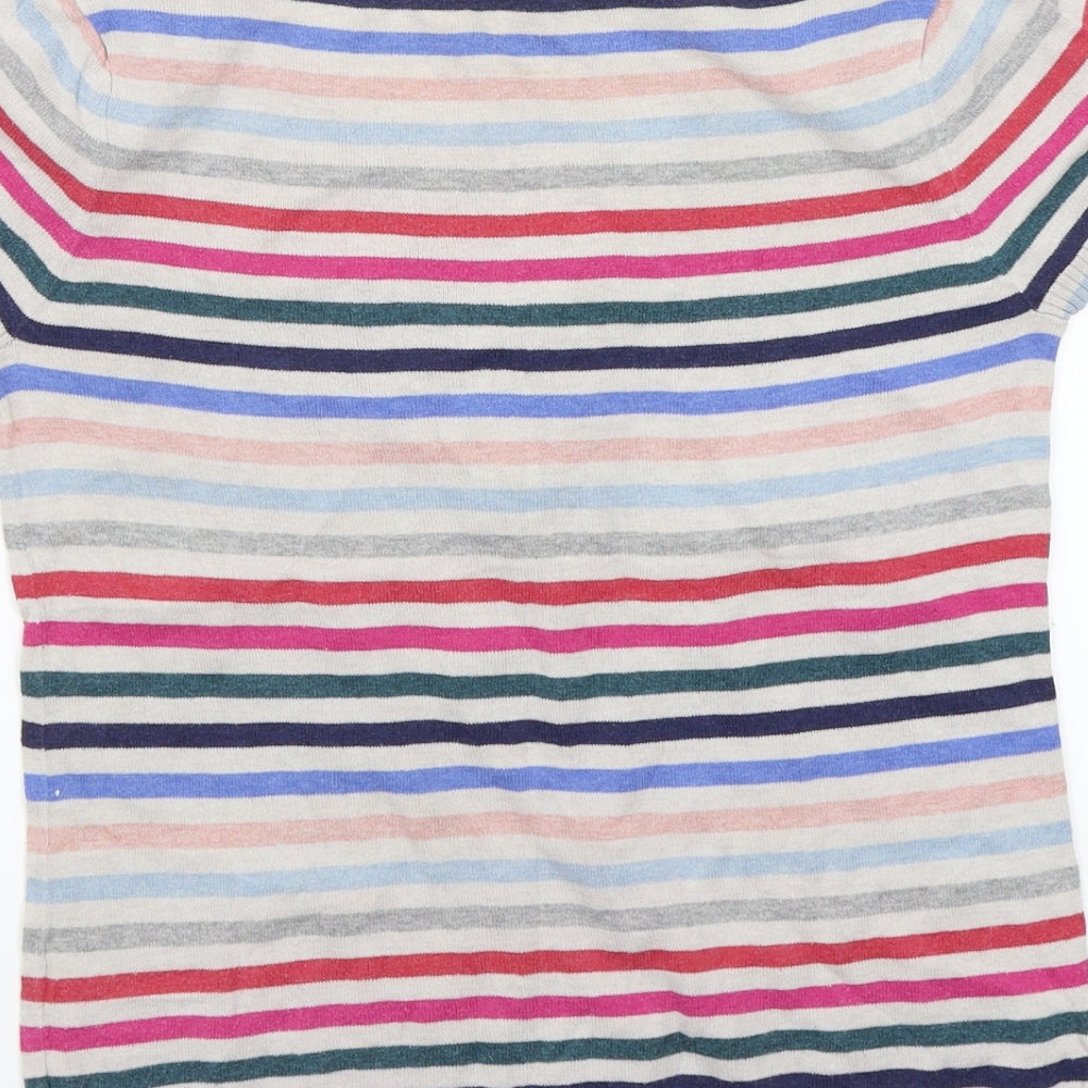 Topshop Womens Grey Striped  Basic T-Shirt Size 8