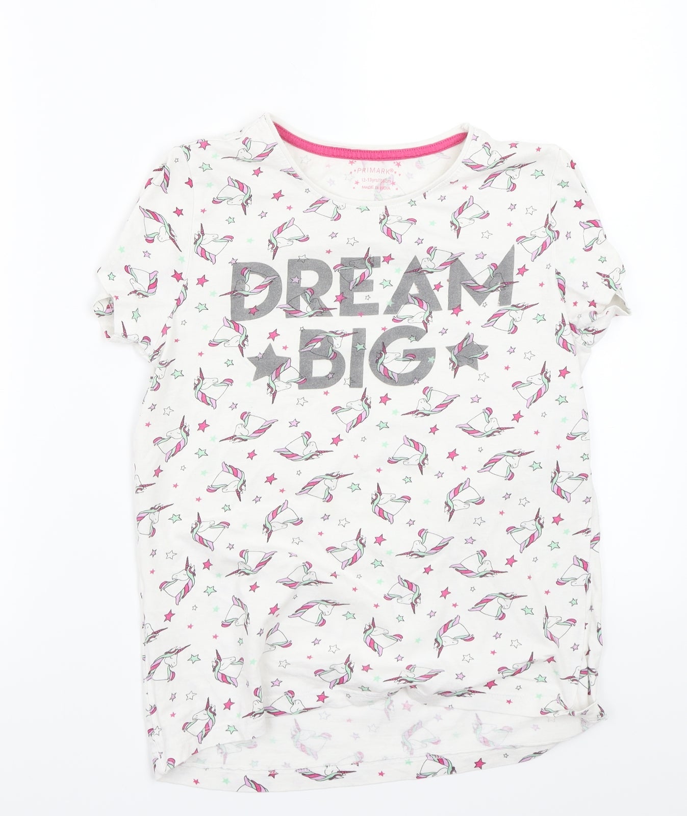 Primark Girls White  Rayon Basic T-Shirt Size 13 Years