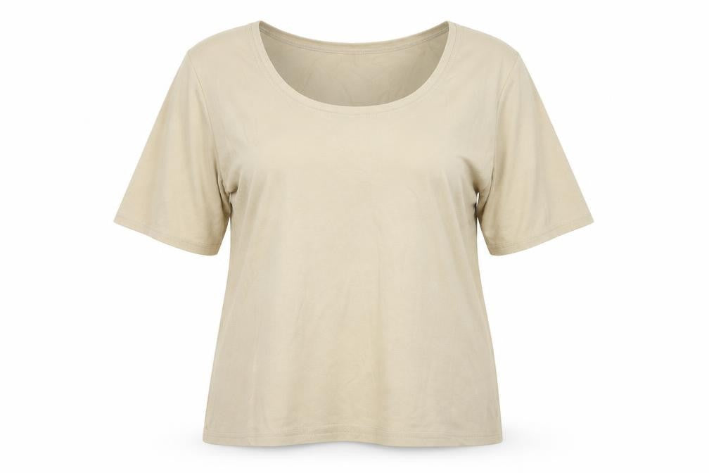 Aria Womens Beige   Basic T-Shirt Size 16