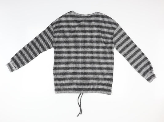 Matalan Womens Grey Striped  Pullover Jumper Size 14