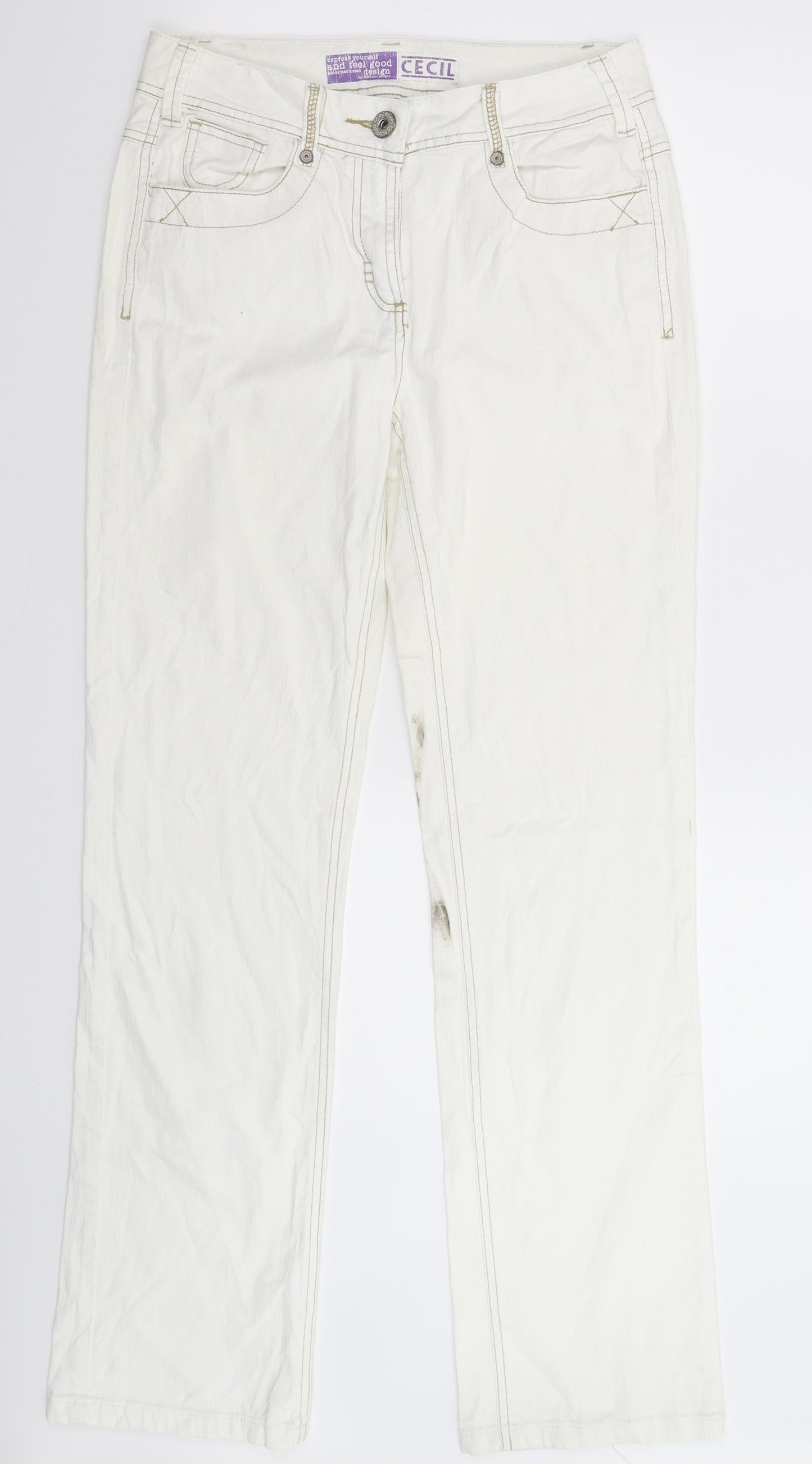 Cecil Womens White  Denim Straight Jeans Size 28 in L32 in