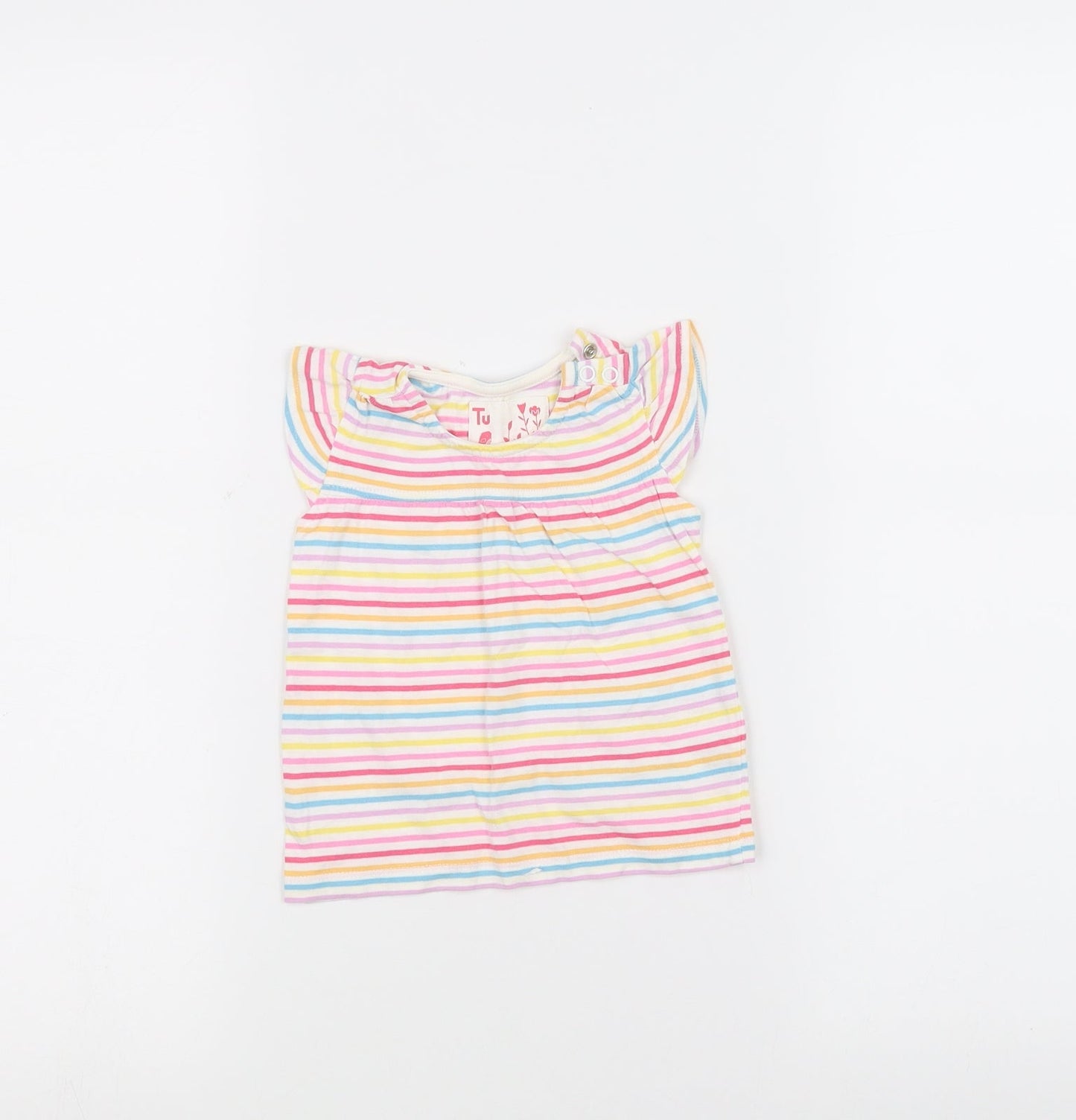 TU Baby White Striped  Basic T-Shirt Size 6-9 Months