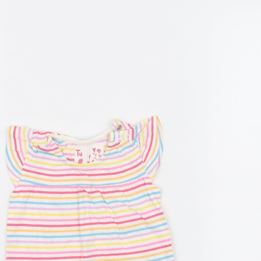 TU Baby White Striped  Basic T-Shirt Size 6-9 Months
