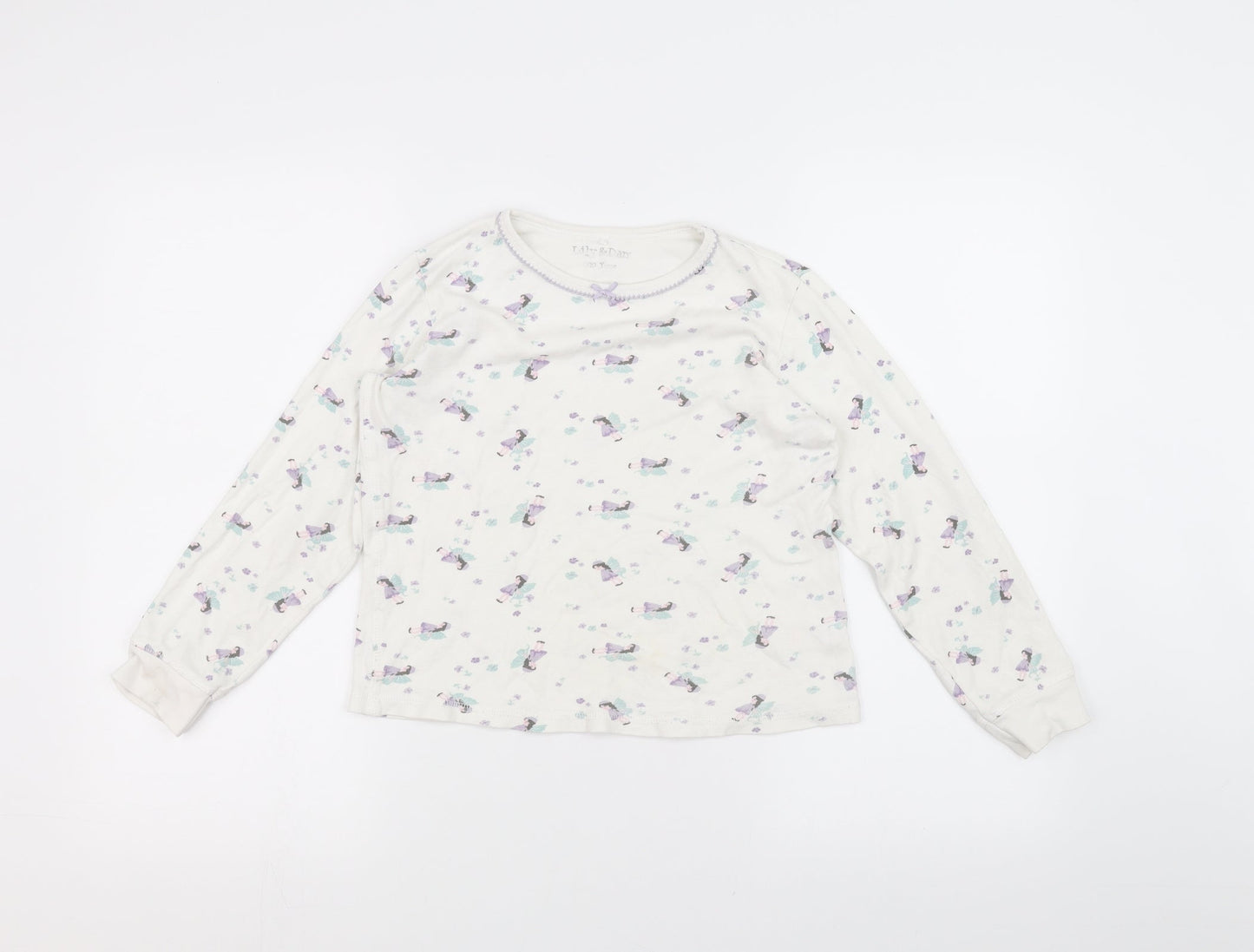 Lily & dan Girls White   Basic T-Shirt Size 9-10 Years