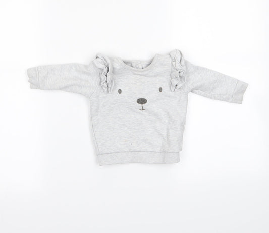 m&s Girls Grey   Basic T-Shirt Size 3-6 Months