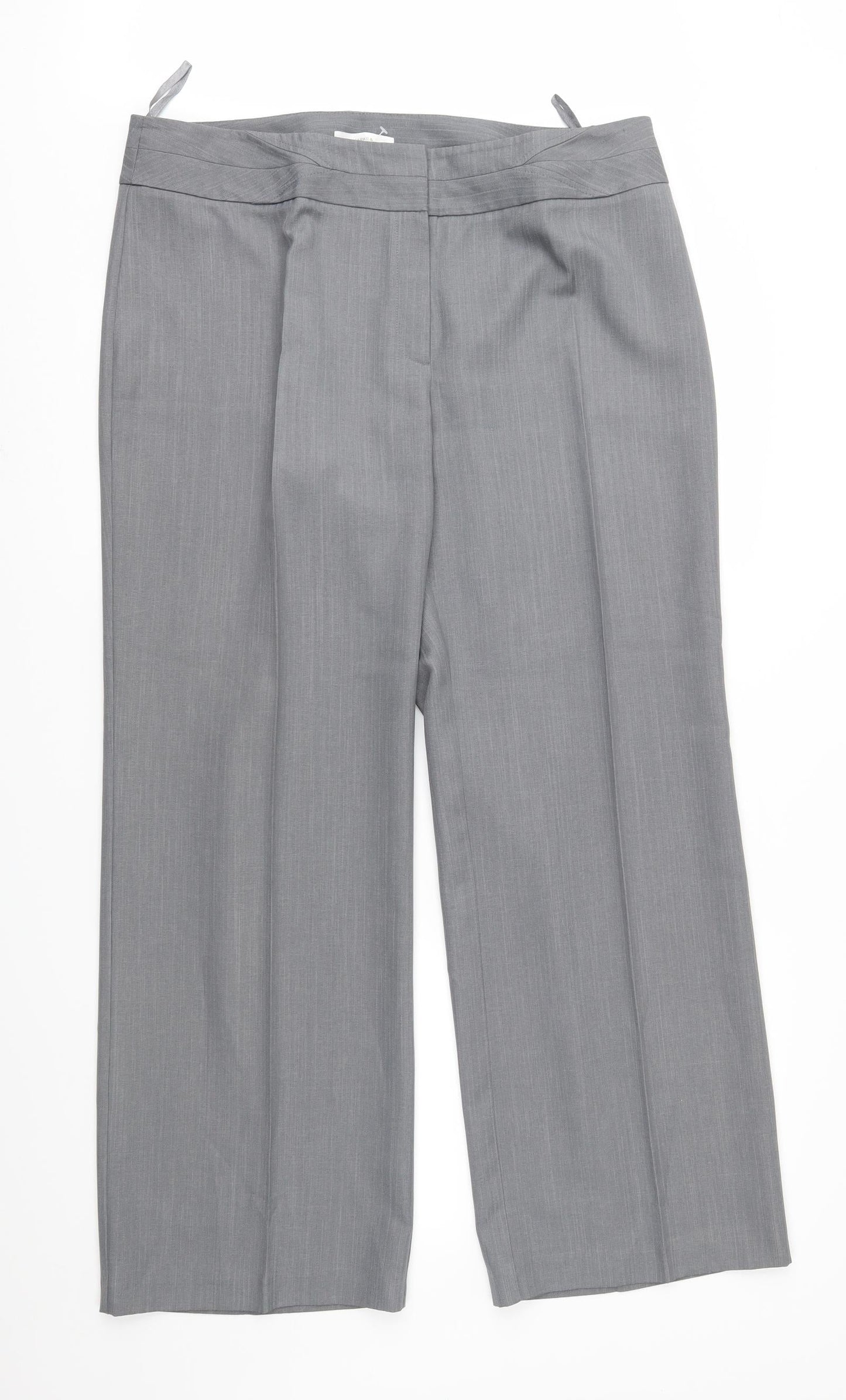 Marks and Spencer Womens Grey Striped  Trousers  Size 16 L30 in