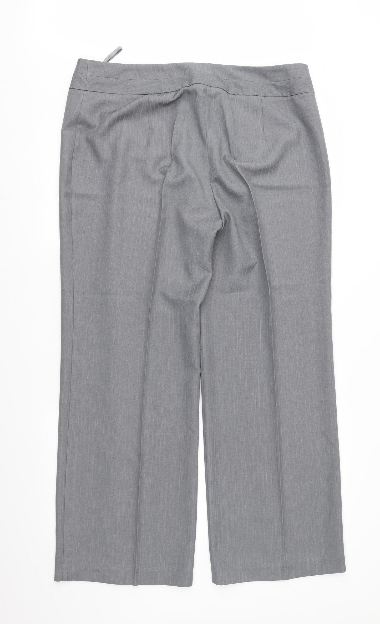 Marks and Spencer Womens Grey Striped  Trousers  Size 16 L30 in
