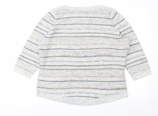 Bonmarché Womens Grey Striped  Pullover Jumper Size L