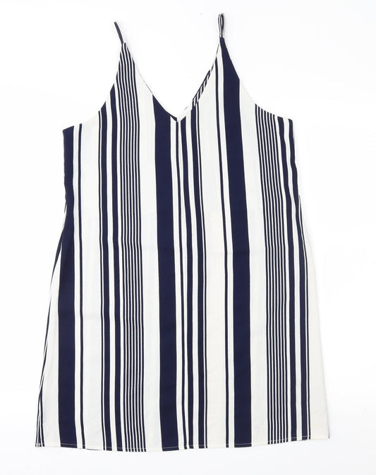 AX Paris Womens Blue Striped  Slip Dress  Size 12