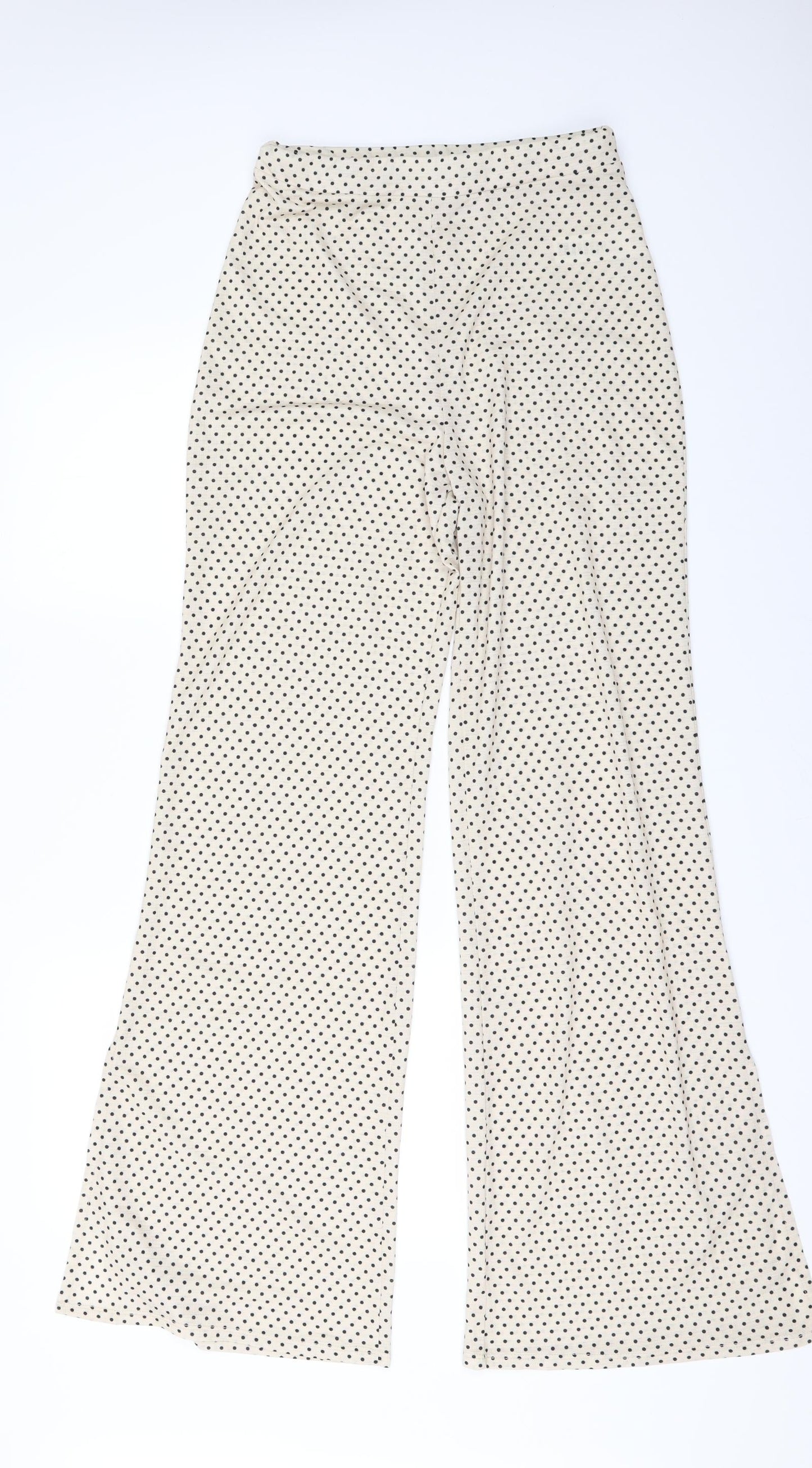 ASOS Womens Ivory Polka Dot  Trousers  Size 8 L31 in - Split down side