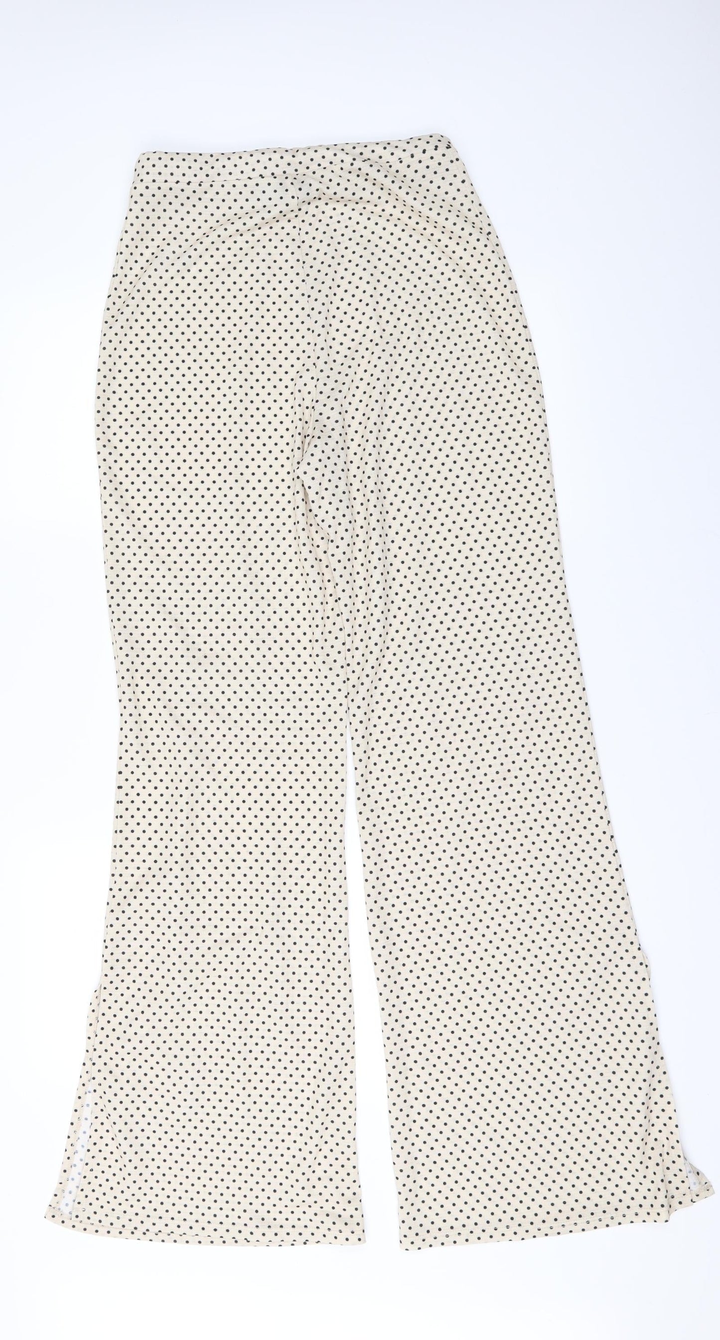 ASOS Womens Ivory Polka Dot  Trousers  Size 8 L31 in - Split down side