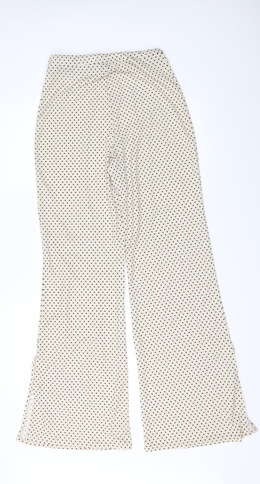 ASOS Womens Ivory Polka Dot  Trousers  Size 8 L31 in - Split down side