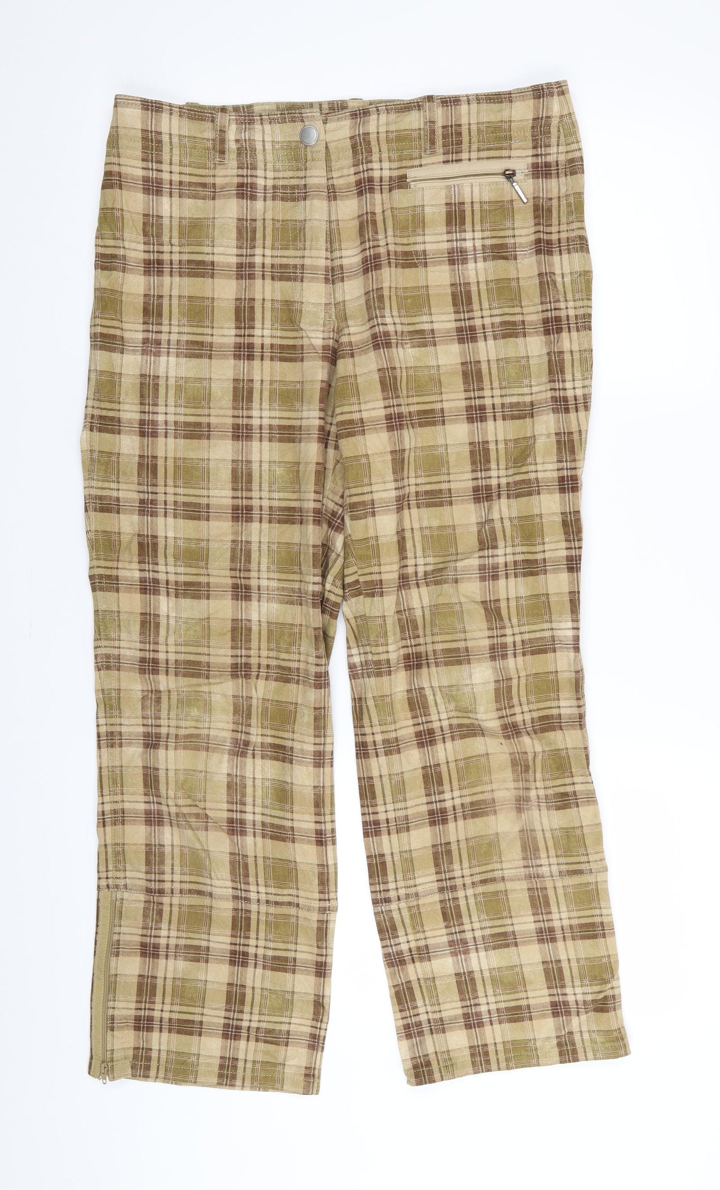 Taifun Womens Beige Check  Trousers  Size 30 in L26 in