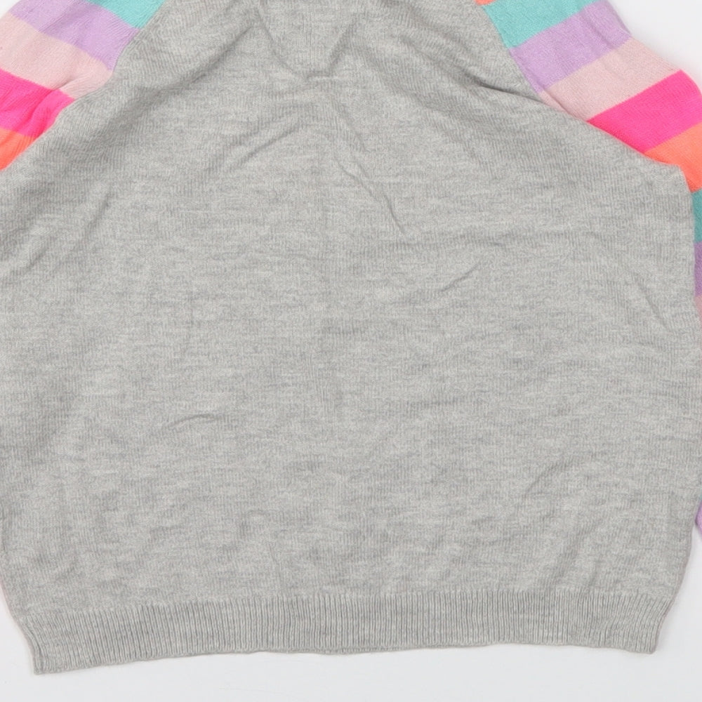 Place Girls Grey Striped  Pullover Jumper Size 5 Years