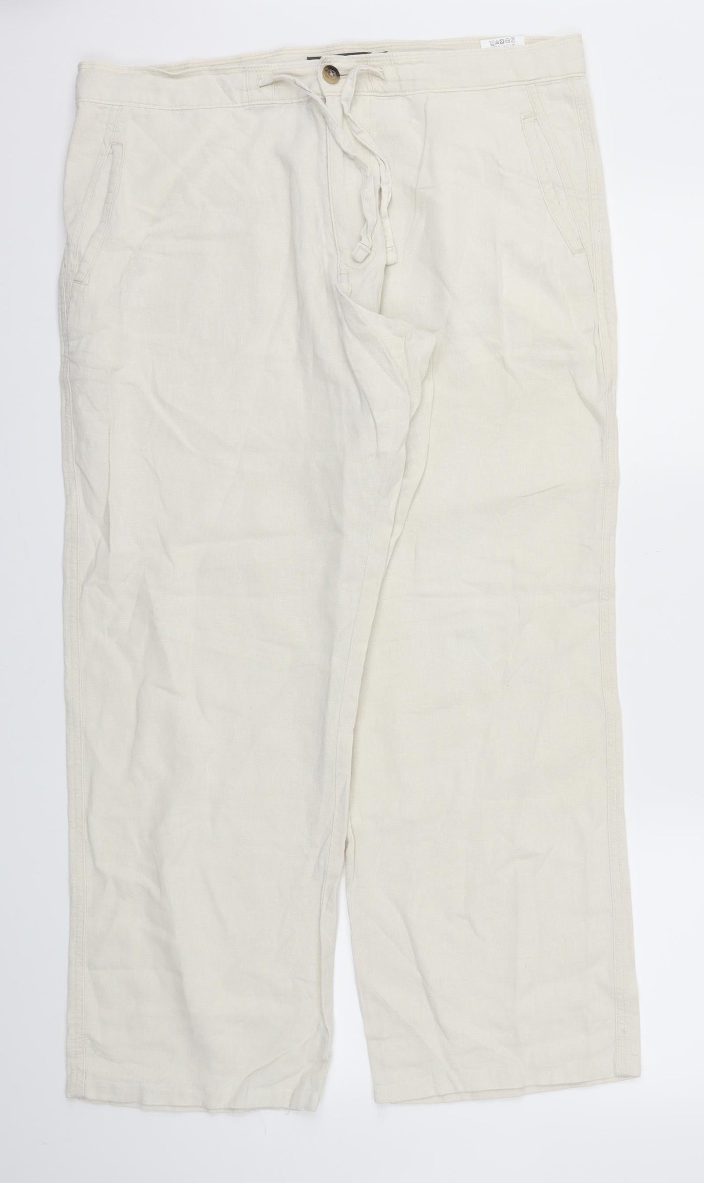 M&S Womens Ivory Houndstooth  Trousers  Size 36 L29 in