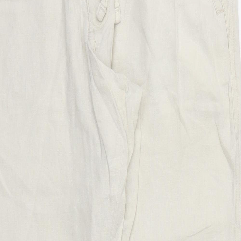 M&S Womens Ivory Houndstooth  Trousers  Size 36 L29 in