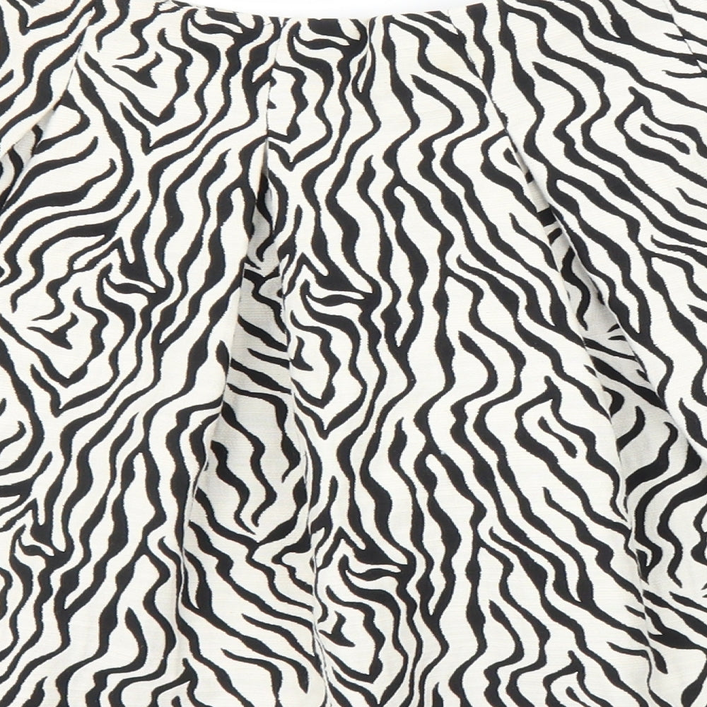 H&M Womens White Animal Print  A-Line Skirt Size 8