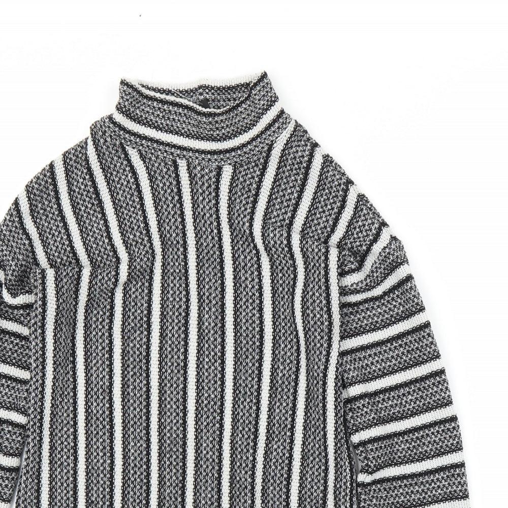 Topshop Womens Black Striped  Pullover Jumper Size 8