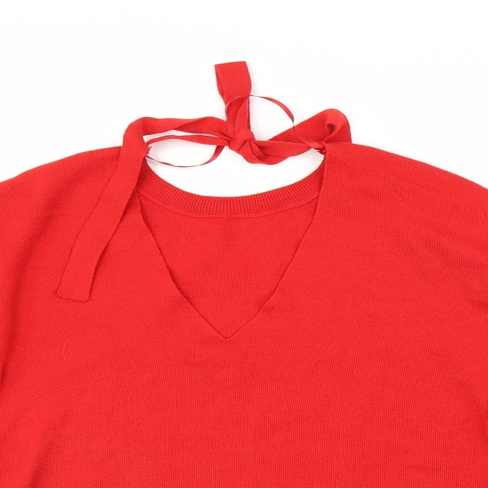 Primark Womens Red   Pullover Jumper Size 6  - Keyhole neck, Cropped