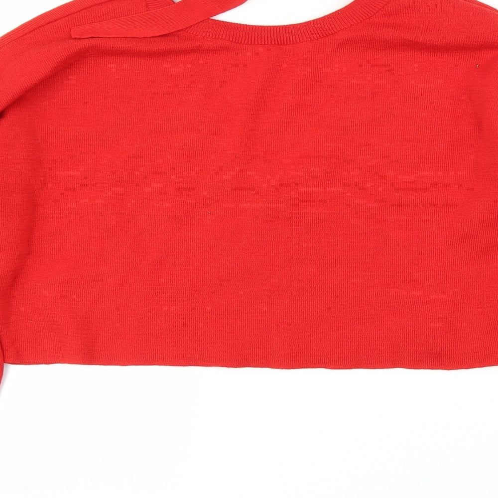Primark Womens Red   Pullover Jumper Size 6  - Keyhole neck, Cropped