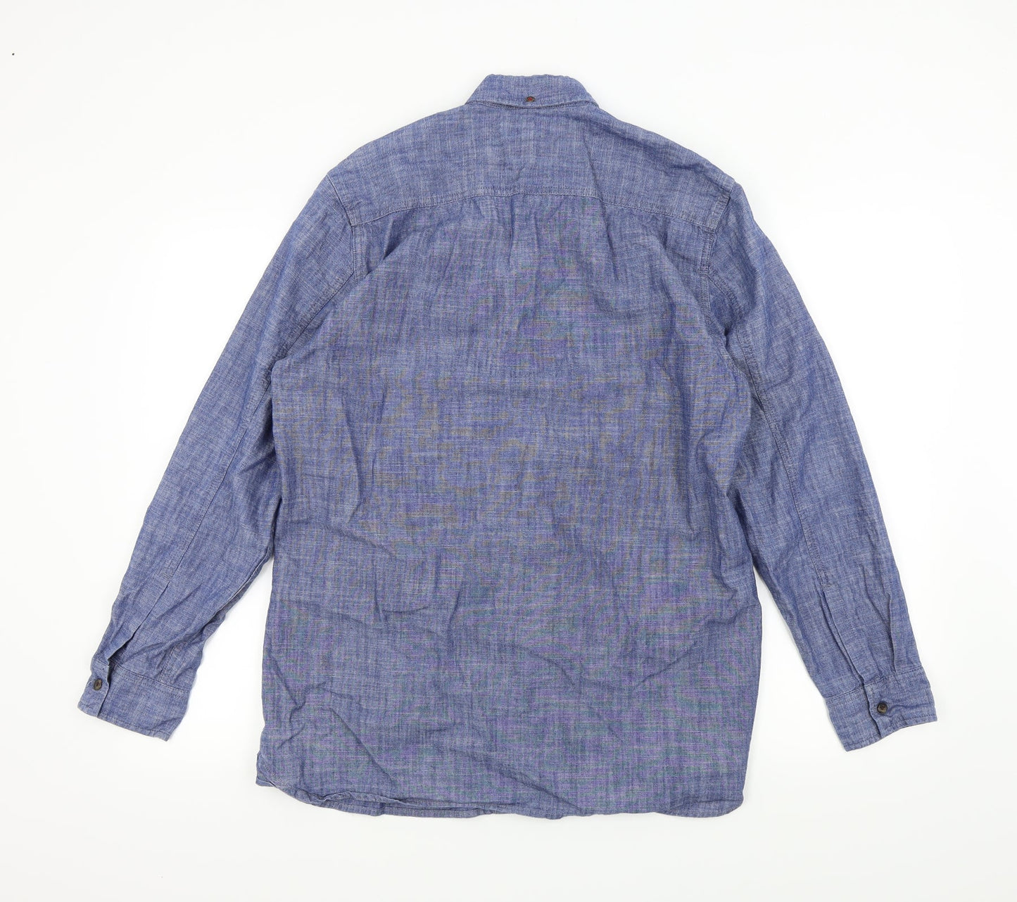 j.hampton Mens Blue Colourblock   Button-Up Size S