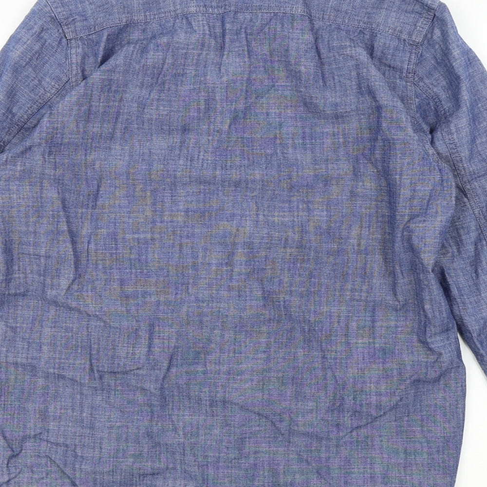 j.hampton Mens Blue Colourblock   Button-Up Size S