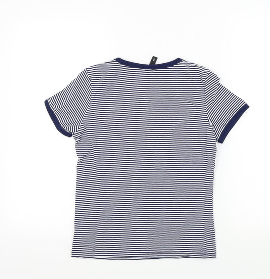 Divided Womens Blue Striped  Basic T-Shirt Size S